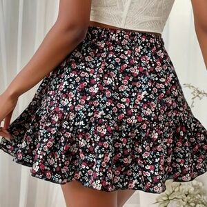 Floral Black and Pink Women's Skirt